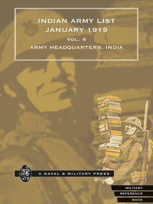 cover image of Indian Army List January 1919, Volume 4